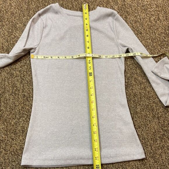 A.new New No Tag Elegant Silver Stretch Long Sleeve Top Size X-Small - Picture 6 of 8
